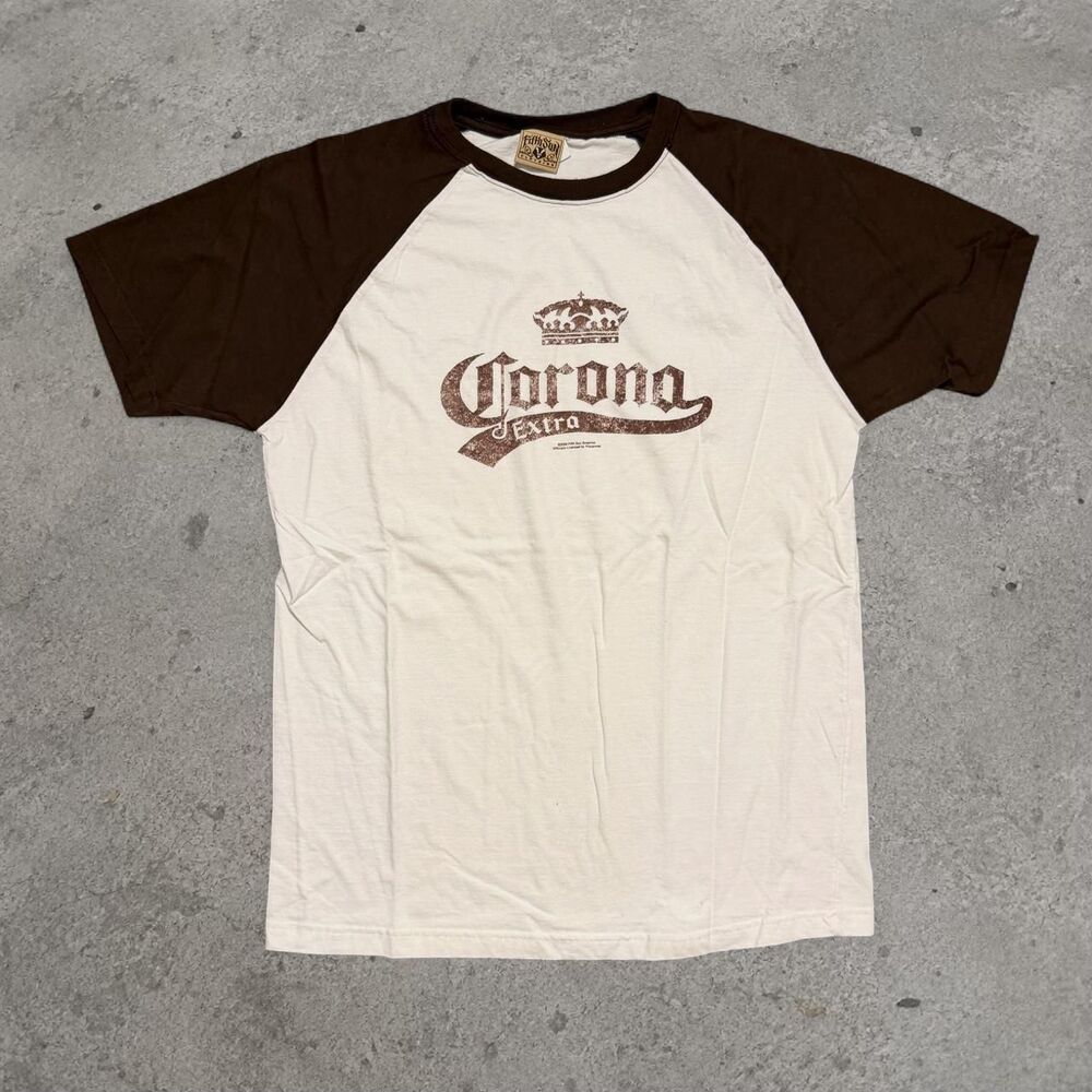 Y2K 2000’s Corona Extra Beer Two Tone Mocha Brown T-Shirt Mens Size Large
